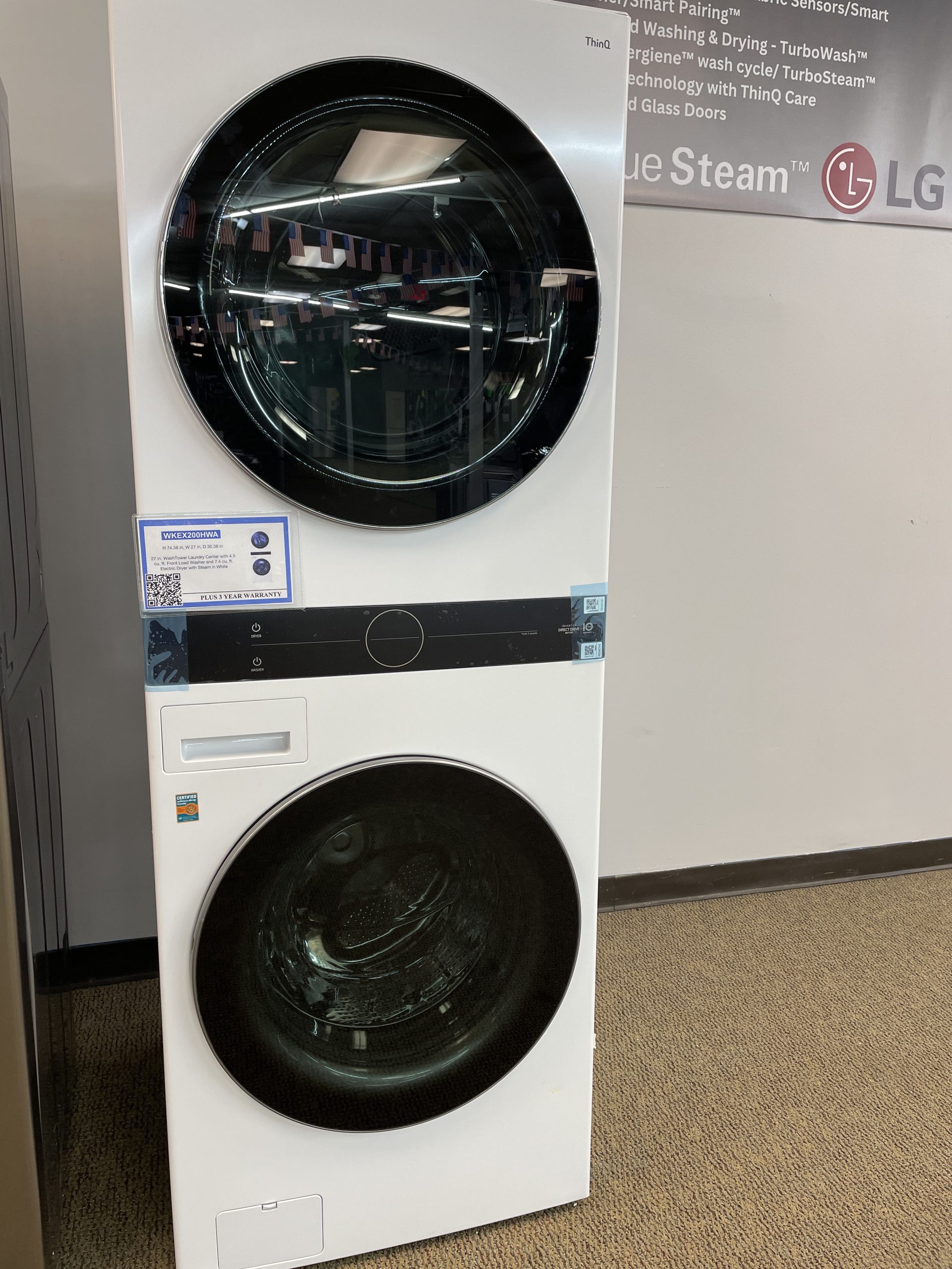 WashTower Stacked SMART Laundry Center 4.5 Cu.Ft. Front Load Washer & 7